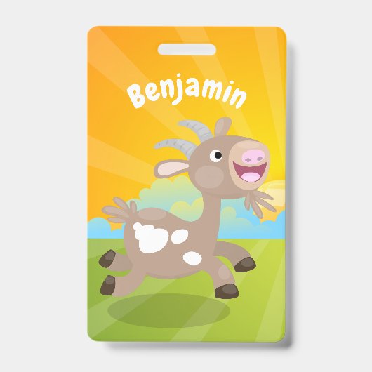 Cute happy billy cartoon badge (Voorzijde)