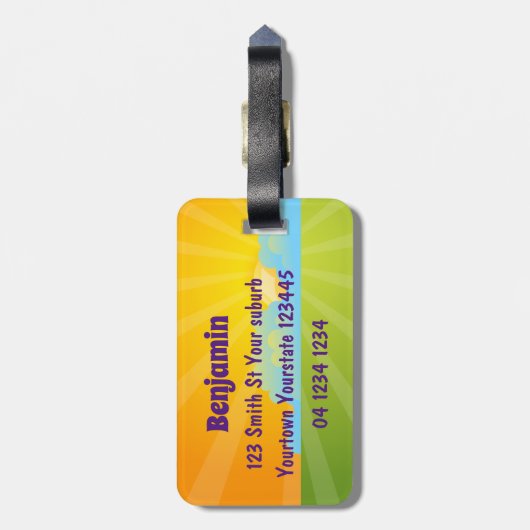 Cute happy billy cartoon bagagelabel (Achterkant verticaal)