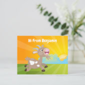 Cute happy billy cartoon briefkaart (Staand voorkant)