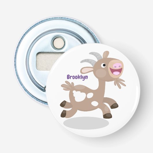 Cute happy billy cartoon button flesopener (Voorkant)