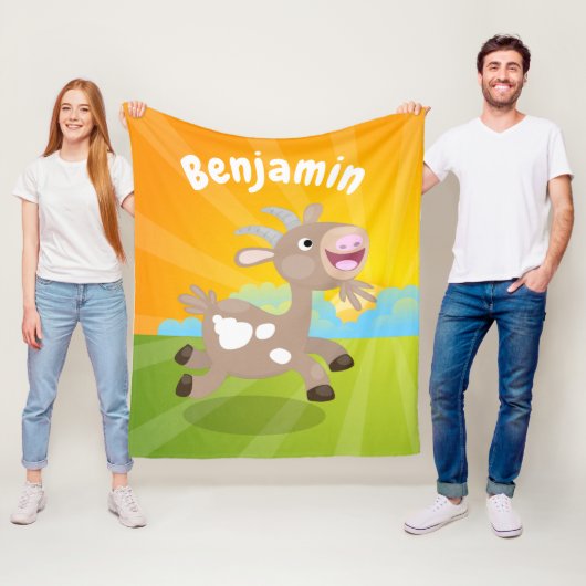 Cute happy billy cartoon fleece deken (In situ)