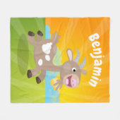 Cute happy billy cartoon fleece deken (Voorkant (Horizontaal))