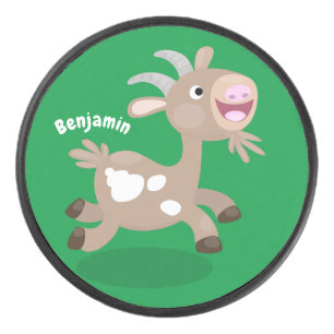 Cute happy billy cartoon hockey puck