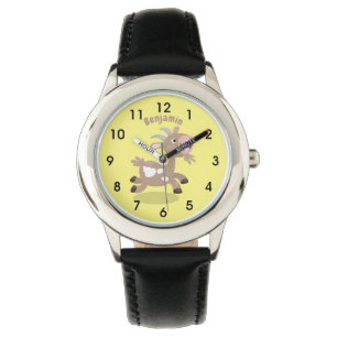 Cute happy billy cartoon horloge