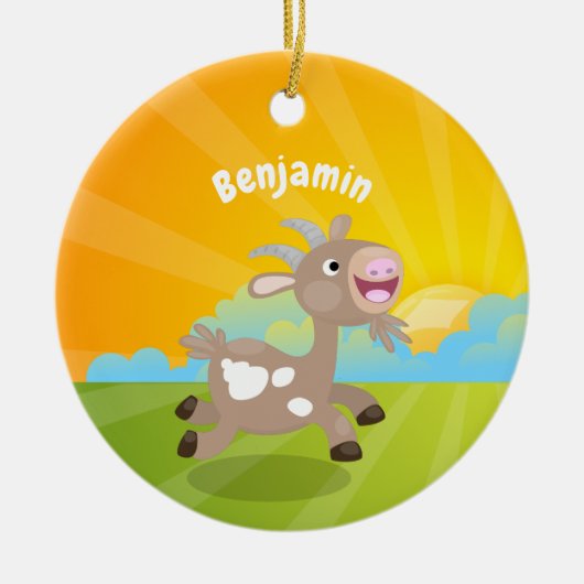Cute happy billy cartoon keramisch ornament (Voorkant)