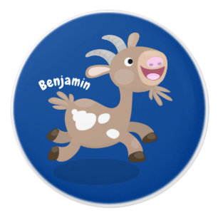 Cute happy billy cartoon keramische knop