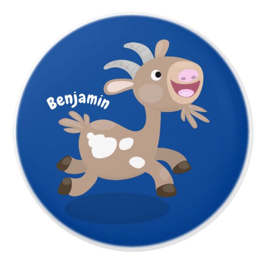 Cute happy billy cartoon keramische knop (Voorkant)