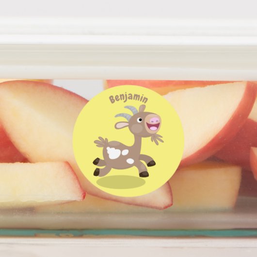 Cute happy billy cartoon labels (Aangebracht)