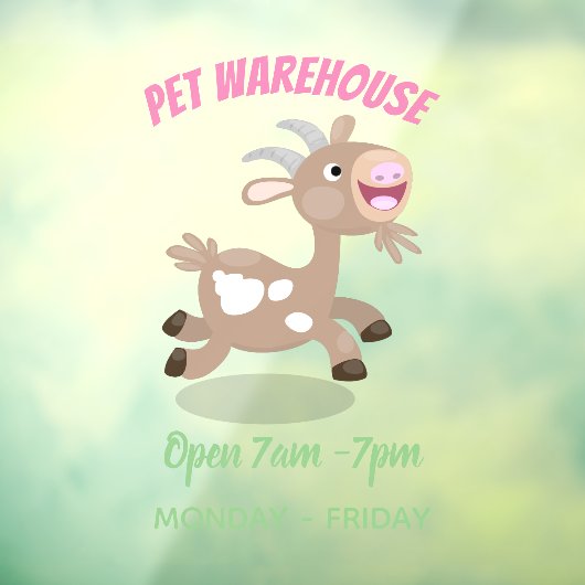 Cute happy billy cartoon raamsticker (Vel 3)