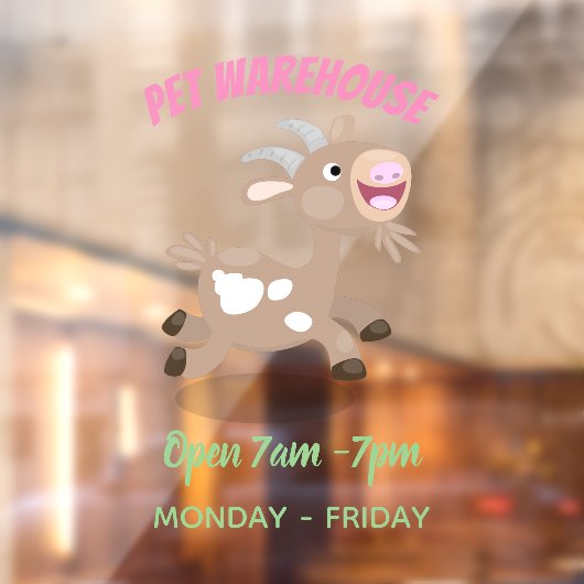 Cute happy billy cartoon raamsticker (Vel 2)