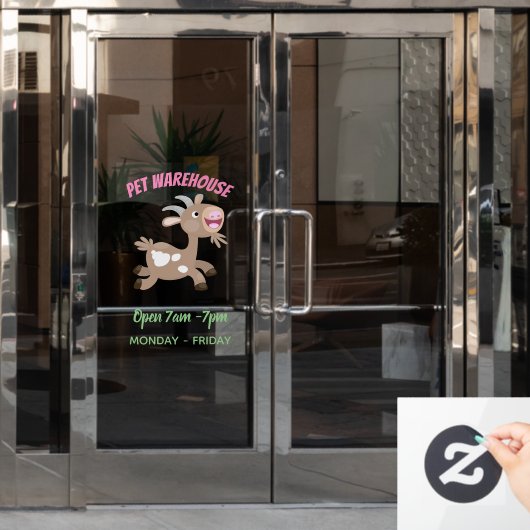 Cute happy billy cartoon raamsticker (Kantoordeur)