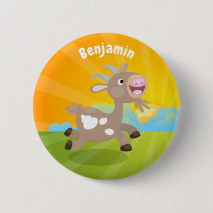 Cute happy billy cartoon ronde button 5,7 cm