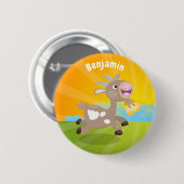 Cute happy billy cartoon ronde button 5,7 cm (Voorkant /achterkant)