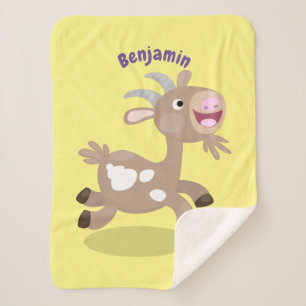 Cute happy billy cartoon sherpa deken