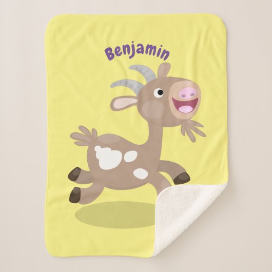 Cute happy billy cartoon sherpa deken (Voorkant)