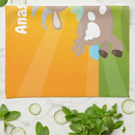 Cute happy billy cartoon theedoek (Gevouwen)