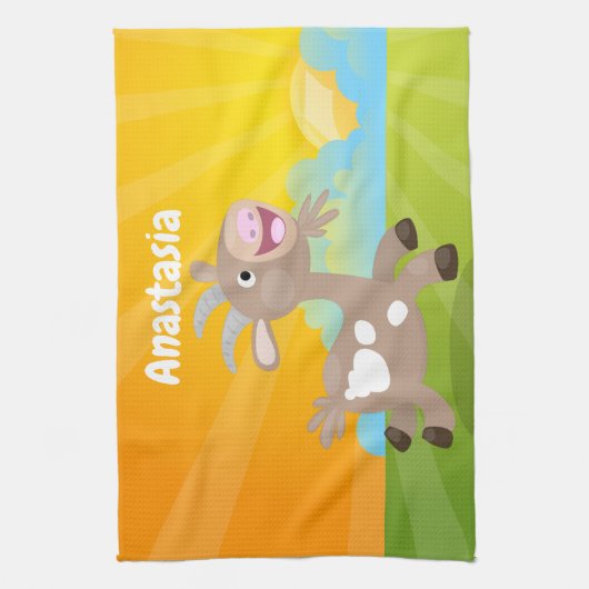 Cute happy billy cartoon theedoek (Verticaal)