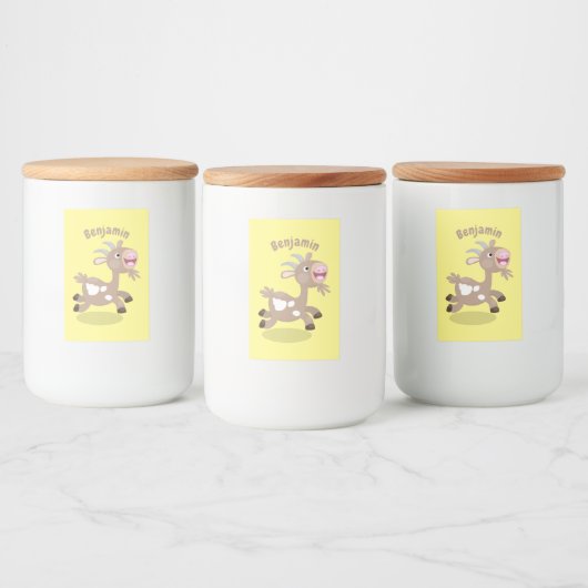 Cute happy billy cartoon voedselcontainer etiket (Flessen)