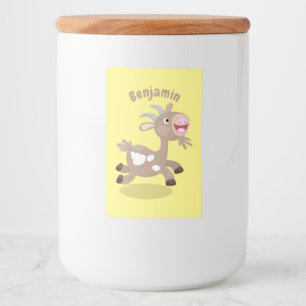 Cute happy billy cartoon voedselcontainer etiket