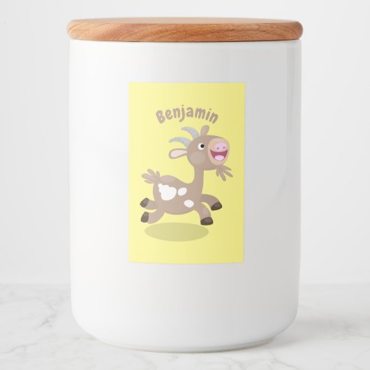Cute happy billy cartoon voedselcontainer etiket (Voorkant)