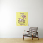 Cute happy billy cartoon wandkleed (In situ)