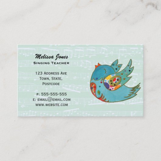 Cute happy bird visitekaartje (Voorkant)