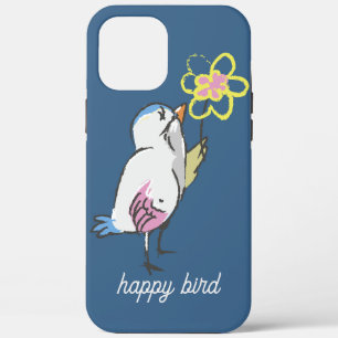 Cute Happy Bird Yellow Flower Case-Mate iPhone Case