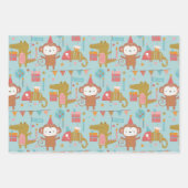 Cute Happy Birthday Animals Koala Lion Sloth Inpakpapier Vel (Voorkant 2)