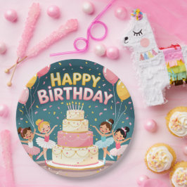 Cute Happy Birthday ballerina theme Papieren Bordje