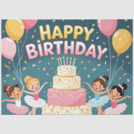 Cute Happy Birthday ballerina theme Tissuepapier