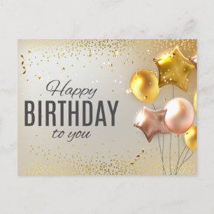Cute Happy Birthday Ballon Confetti Briefkaart