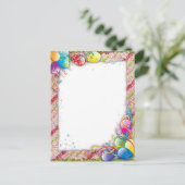 Cute Happy Birthday-ballongrens Briefkaart (Staand voorkant)