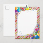 Cute Happy Birthday-ballongrens Briefkaart (Voorkant / Achterkant)