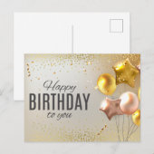 Cute Happy Birthday Balloon Confetti Briefkaart (Voorkant / Achterkant)