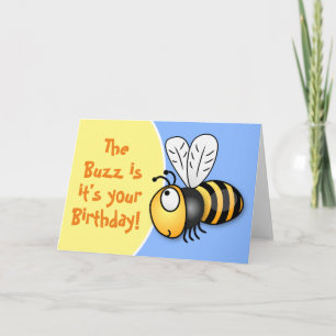 Cute happy birthday bee cartoon illustraties kaart
