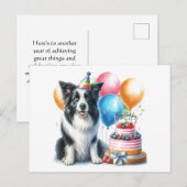 Cute Happy Birthday Border Collie Ansichtkaart Briefkaart (Voorkant / Achterkant)