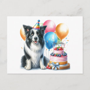 Cute Happy Birthday Border Collie Ansichtkaart Briefkaart