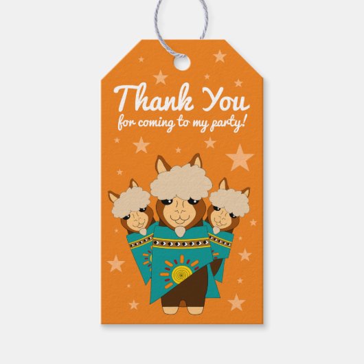 Cute Happy Birthday Boy Alpacas in Blauwgroen Sera Cadeaulabel (Voorkant)