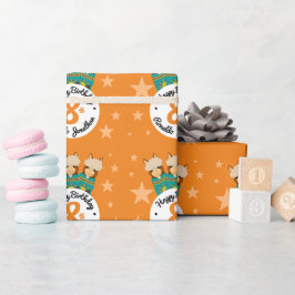 Cute Happy Birthday Boy Alpacas in Blauwgroen Sera Cadeaupapier