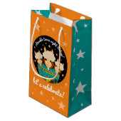 Cute Happy Birthday Boy Alpacas in Blauwgroen Sera Klein Cadeauzakje (Achterkant Gekanteld)