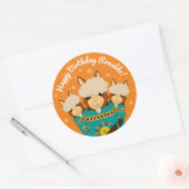 Cute Happy Birthday Boy Alpacas in Blauwgroen Sera Ronde Sticker (Envelop)