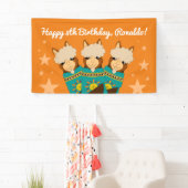 Cute Happy Birthday Boy Alpacas in Blauwgroen Sera Spandoek (Insitu)