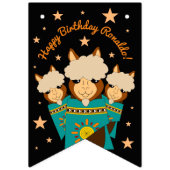 Cute Happy Birthday Boy Alpacas in Blauwgroen Sera Vlaggetjes (Tweede vlag)