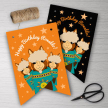 Cute Happy Birthday Boy Alpacas in Blauwgroen Sera