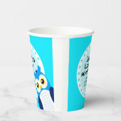 Cute Happy Birthday Boy Blue Owl Papieren Bekers (Rechts)