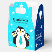 Cute Happy Birthday Boy Penguins Blue Neckties Bedankdoosjes (Geopend)