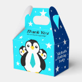 Cute Happy Birthday Boy Penguins Blue Neckties Bedankdoosjes (Voorkant Zijde)