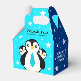 Cute Happy Birthday Boy Penguins Blue Neckties Bedankdoosjes
