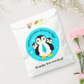 Cute Happy Birthday Boy Penguins Blue Neckties Bedankzakje (Gezegeld)