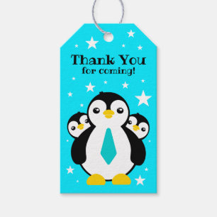 Cute Happy Birthday Boy Penguins Blue Neckties Cadeaulabel